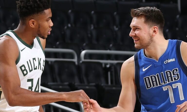 Luka Doncic y Giannis Antetokounmpo
