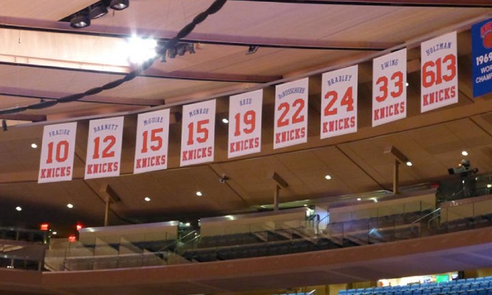 Las camisetas retiradas por los New York Knicks (FOTOGRAFÍA gentileza NY Knicks Brasil).